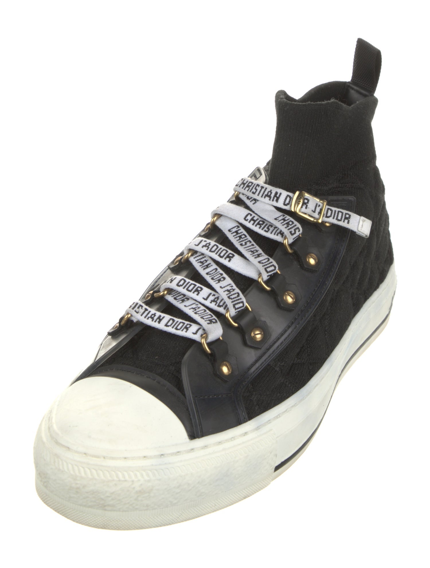 Christian Dior Cannage Pattern Leather Trim Embellishment Sneakers